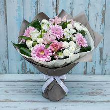 Букет цветов из:  Герберы, Альстромерии и Хризантемы в Елизаветинской Краснодарского края