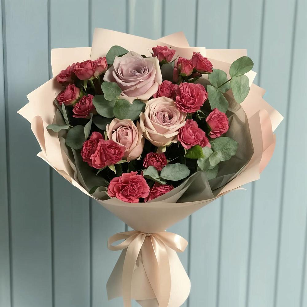 Букет цветов из: Гвоздики и Розы в Елизаветинской Краснодарского края