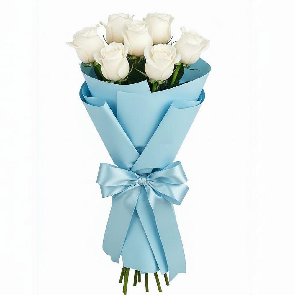 Букет 7 белых роз Проуд в Елизаветинской Краснодарского края