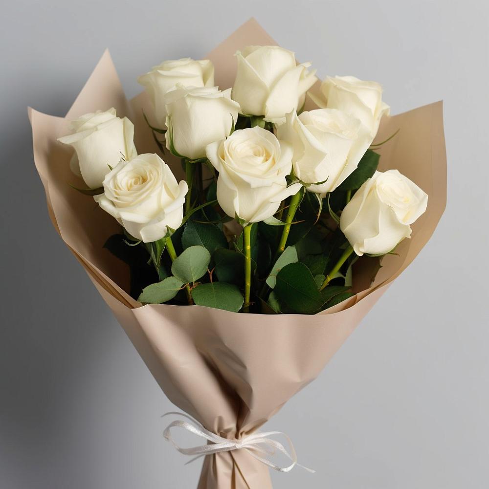Букет 9 Белых роз Эдлесс Лав в Елизаветинской Краснодарского края