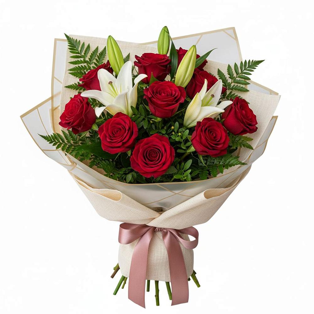 Букет цветов из: Лилии и Розы в Елизаветинской Краснодарского края