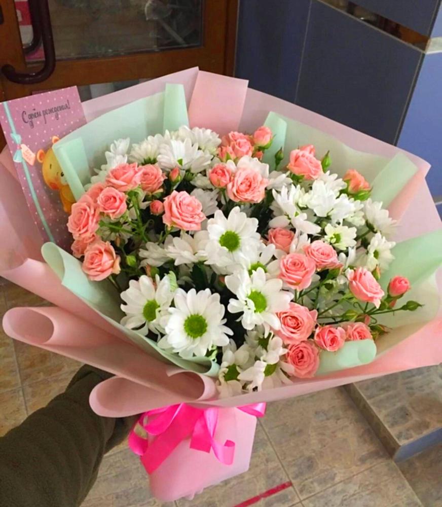Букет цветов из: Розы и Хризантемы в Елизаветинской Краснодарского края
