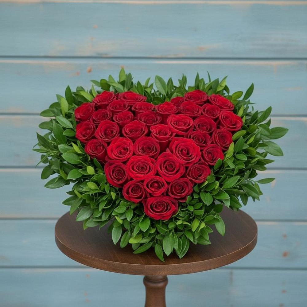 Цветочная композиция из Розы в виде сердца в Елизаветинской Краснодарского края