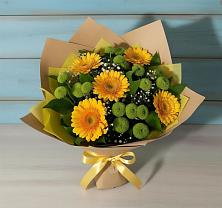 Букет цветов из:  Герберы и Хризантемы в Елизаветинской Краснодарского края