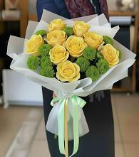 Букет цветов из:  Хризантемы и Розы в Елизаветинской Краснодарского края