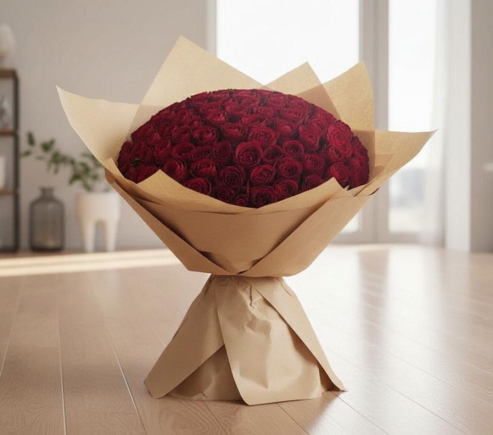 Букет 101 Красная роза в Елизаветинской Краснодарского края