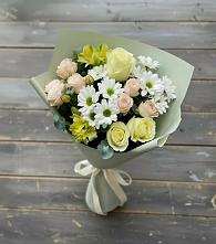 Букет цветов из:  Альстромерии, Розы и Хризантемы в Елизаветинской Краснодарского края