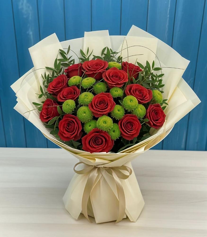 Букет цветов из: Розы и Хризантемы в Елизаветинской Краснодарского края