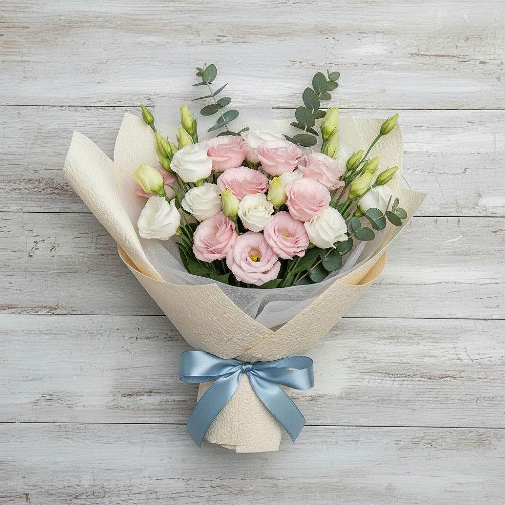 Букет цветов из: Лизиантусы в Елизаветинской Краснодарского края